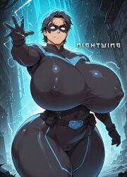 1cuntboy ai ai_generated big_breasts breasts breasts_bigger_than_head busty busty_boy cuntboy dc dc_comics dick_grayson huge_breasts intersex male mask nightwing nightwing_(series) nipple_bulge nipples_visible_through_clothing solo toshiie wide_hips