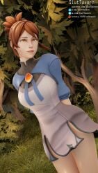 armor brown_eyes brown_hair dota dota2 dota_2 forest jungle marci no_panties sluttavern standing