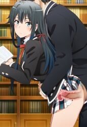 ai_generated black_hair blue_eyes censored cervix_kiss expressionless from_behind from_behind_position my_teen_romantic_comedy_snafu unimpressed uninterested x-ray yukinoshita_yukino