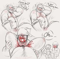 bara bara_tiddies bara_tits barazoku chubby_male cunnilingus cuntboy cuntboy/male cuntboy_focus cuntboysub dad_bod engineer_(team_fortress_2) greyscale hairy_male hairy_pussy intersex mastectomy_scar menstruation old_man_yaoi onomatopoeia part_2 period period_blood period_sex post_orgasm pov pov_crotch pussy pussy_eating sindenbarks sketch sketch_page soldier_(team_fortress_2) team_fortress_2 wholesome yaoi