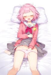 1girls ai_generated bed bedroom big_breasts blush breasts closed_eyes clothed clothed_female cum female fingering fingering_pussy fingering_self fingering_under_clothes high_resolution highres laying_down laying_on_back laying_on_bed masturbating masturbation miyamasuzaka_girls'_academy_school_uniform on_back on_bed ootori_emu open_mouth panties partially_clothed partially_clothed_female partially_nude partially_undressed pink_hair project_sekai pussy school_uniform schoolgirl thighs underwear uniform