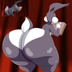 1boy anthro ass_focus big_ass big_ass_(male) big_butt bloocherrypie book bugs_bunny bunny furry huge_ass huge_butt lagomorph lagomorph_humanoid looney_tunes male male_only rabbit recreation solo solo_male thick_thighs wide_hips