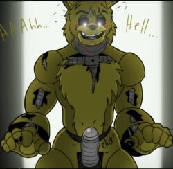 animatronic blush buns-n-spurs cropped_image felinesyndr0me five_nights_at_freddy's huge_cock male_only mullet robot shocked_expression solo solo_male springtrap springtrap_(fnaf) unknown_source