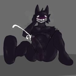 black_body bodily_fluids cum cumshot ejaculation furry genital_fluids hi_res karelia_(acerattman) karelia_male_(acerattman) male non-human non-human_only palister35 smiler_(the_backrooms) solo the_backrooms