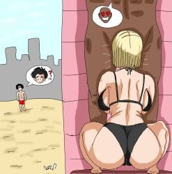 1girl 1girl2boys 1girls 2boys 2boys1girl ? android android18art android_18 android_girl bald bald_man beach big_breasts bikini black_bikini black_bikini_bottom black_bikini_only black_bikini_top black_guy black_male black_man blonde_female blonde_hair blonde_hair_female blowjob blue_eyes blue_eyes_female cheating_female cheating_wife dark-skinned_male dark_skin dragon_ball dragon_ball_super dragon_ball_z earring earrings female heart heart_eyes huge_boobs huge_breasts husband husband_and_wife interracial krillin kuririn large_boobs large_breasts light-skinned_female light_skin looking_for_someone milf mother open_mouth open_smile red_trunks sand smile smiling speech_bubble speech_bubbles swimming_trunks swimsuit swimwear thought_bubble wife