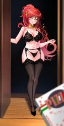 lingerie pizza poteto pyrrha_nikos red_hair rwby tights