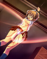 arle_nadja bondage bound_wrists breasts brown_hair female madou_monogatari nipples panties puyo_puyo puyo_puyo_fever sweetsprite torn_clothes whip_marks whipping