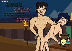 abs black_hair blue_hair dialogue disventure_camp gay gay_domination gay_sex jake_(disventure_camp) kaifu male_only muscles muscular outside outside_sex scar submissive submissive_male tom_(disventure_camp) tongue_out toony yaoi