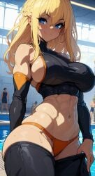 4k 8k abs absurd_res ai_generated arm_sleeves athletic athletic_female bangs bangs_between_eyes belly belly_button bikini bikini_bottom black_legwear black_sports_bra black_thigh_highs black_thighhighs blonde_eyebrows blonde_female blonde_hair blonde_hair_female blue_eyes blush blushing_female bmc built bulging_breasts bursting_breasts crowd curvaceous curves curvy curvy_body curvy_female curvy_figure curvy_hips curvy_thighs darkness_(konosuba) defined_muscles detailed_background drip dripping dripping_wet ears fit fit_female gym_uniform high_quality high_resolution highres hip_bones hip_dips hip_focus hips hips_wider_than_shoulders huge_breasts kono_subarashii_sekai_ni_shukufuku_wo! large_breasts light-skinned_female light_skin long_hair midriff midriff_focus muscle_girl muscle_tone muscles muscular muscular_female navel navel_fetish orange_bikini orange_bikini_bottom overflowing_breasts pool side_boob sideboob sidelocks skindentation slim slim_waist smile sports_bikini sports_bra sportswear stable_diffusion strong strong_woman sweat sweaty sweaty_body teen teen_girl teenage_girl teenager thick thick_eyebrows thick_hips thick_legs thick_thighs thigh_highs thighhigh_pull thighhighs thighs toned toned_belly toned_body toned_female toned_stomach turtleneck voluptuous voluptuous_female waist wet wet_clothing wet_skin wide_hips