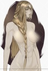 1girls abs athletic_female big_breasts blonde_hair braid breasts calad_g crown elden_ring female female_only fromsoftware milf nude queen_marika_the_eternal standing