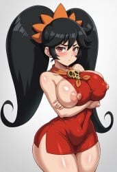 aged_up ai_generated ashley_(warioware) bigpervywig breasts erect_nipples erect_nipples_under_clothes nintendo nipples sideboob thighs twintails warioware