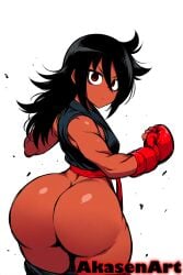 1boy ai_generated akasenart ass big_ass big_butt bubble_butt dougi exposed_ass fat_ass femboy huge_ass long_hair oc pants_down