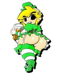 alcohol black_eyes blonde_hair color corset crossdressing edit elf elf_ears elf_male hair_ornament headband heels huge_ass humanoid link male no_humans non-human non-human_only pointy_ears ribbons skirt st._patrick's_day stockings takumi-exe the_legend_of_zelda the_wind_waker toon_link wind_waker young