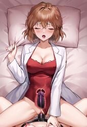 ai_generated detective_conan missionary_position shiho_miyano strap-on yuri