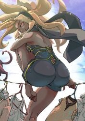 1girls ass big_ass blonde_hair clothed dark-skinned_female feet gravity_rush kat_(gravity_rush) pungter