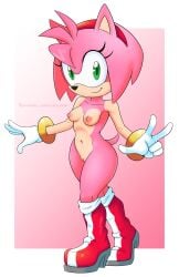 1girls 2020s 2024 amy_rose animal_ears anthro bare_hips bare_shoulders boots breasts collarbone eyelashes female full_body furry furry_female gloves green_eyes hair_ornament headband hedgehog hedgehog_ears hedgehog_girl hedgehog_tail high_res looking_at_viewer medium_breasts mobian_(species) nipples nude nude_female pink_fur pussy red_headband sega smile solo sonic_(series) standing stradivarius tail thick_thighs thighs twitter_username two-tone_background v white_gloves