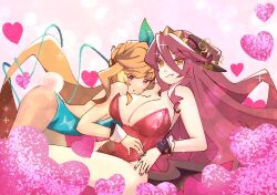 2girls big_breasts breasts cleavage female huge_breasts multiple_girls mym sheryl_saotome thick_thighs wide_hips