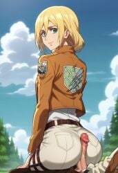 1boy 1girl 1girls ai_generated ass attack_on_titan blonde_hair blue_eyes butt christa_lenz civitai cute dat_ass female historia_reiss petite shingeki_no_kyojin slim tagme teenager