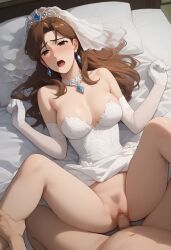 1girls ai_generated big_breasts censored_penis civitai missionary_position reina_akikawa sex wangan_midnight wedding_dress