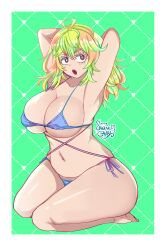 1girls ass big_ass big_breasts bikini breasts female green_hair hagakure_tooru_(visible) huge_breasts large_ass large_breasts multicolored_hair my_hero_academia orange_hair sakkaku_gavrii solo solo_female thick_thighs thighs tooru_hagakure tooru_hagakure_(visible) yellow_eyes yellow_hair