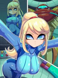 1girls absurd_res absurdres armor armored_female artist_name ass blonde blonde_female blonde_hair blue_eyes bodysuit breasts female gun headgear headwear helmet helmet_with_visor large_breasts metroid panels ponytail samus_aran sautencrer tagme twitter_username upper_body varia_suit varia_suit_helmet yellow_hair zero_suit zero_suit_samus