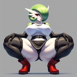 ai_generated big_ass big_breasts boots crop_top furry gardevoir imminent_sex pokemon pokemon_(species) skirt squatting thick_thighs tifa_lockhart_(cosplay)