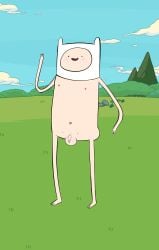 adventure_time background background_sky balls belly_button big_balls_small_penis blush blushing_balls cartoon_network erect_nipples exhibitionism exposed exposed_penis finn_the_human flaccid gay hat long_foreskin male_only naked naked_male posing small_penis smiling standing teenager tight_balls warner_brothers waving