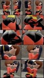 2girls 3d ass big_ass elastigirl female female_only helen_parr kissing multiple_girls skulltronprime969 the_incredibles violet_parr