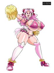 big_ass big_breasts cheerleader cure_yell dalpheushills hugtto!_precure navel_piercing nono_hana piercing pink_eyes pink_hair precure pretty_cure