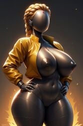 1robot_girl ai_generated atomic_heart big_breasts blonde_hair breasts coat faceless_robot long_hair metallic_body nipples no_bra no_panties nude robot_humanoid roger1011 russian_girl