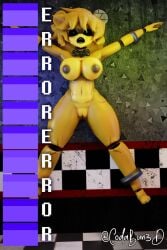 anthro areola bear big_breasts bound bow_tie bow_tie_only breasts checkered checkered_floor codabun female five_nights_at_freddy's fredina's_nightclub genitals ghost golden_freddy_(fnaf) golden_fredina_(cally3d) hi_res mammal mostly_nude nipples pussy scottgames solo spirit type_0