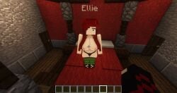 1boy 1girls 3d bedroom big_breasts boots burgundy_hair erect_nipples green_eyes human_female logen_(logenin16) logenin16 max_welsh_(maxyda) mine-imator minecraft no_bra on_bed outside panties sexmod smile stockings tagme