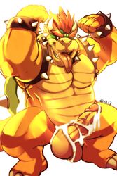 1boy 2013 3_toes anthro balls barefoot big big_balls big_feet bowser claws cum cum_on_balls cum_on_leg cum_on_penis cursedmarked dragon erection flexing foreskin hair happy humanoid_penis hybrid koopa lizard male male_only mario_(series) nintendo nude open_mouth orgasm pecs penis pink_penis pink_skin raised_arm red_hair reptile royalty scalie shadow sharp_teeth shell shiny short_hair smile solo spikes teeth tongue tongue_out turtle uncircumcised uncut wristband