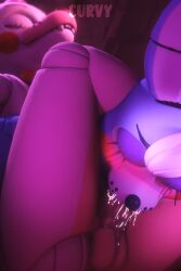 blush cum cum_in_mouth curvy_arts five_nights_at_freddy's funtime_foxy_(fnaf) shy tagme toy_bonnie_(fnaf)