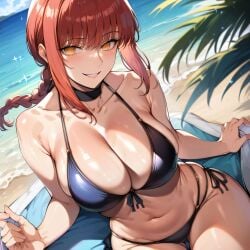 1girls ai_generated alternate_breast_size big_breasts bikini bostin breasts busty chainsaw_man curvaceous curvy curvy_body curvy_female curvy_figure female huge_breasts large_breasts makima_(chainsaw_man) nipples sweat sweating sweaty sweaty_body sweaty_breasts swimwear thick_thighs thighs