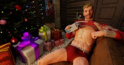 3d 3d_model bara beard blonde_hair bulge christmas clothing epic_games fortnite holidays jonesy_(fortnite) looking_at_viewer male male_nipples male_only mrguild muscular_male nipples underwear vengeance_jones