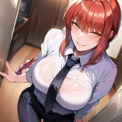 1girls ai_generated alternate_breast_size big_breasts bostin breasts busty chainsaw_man curvaceous curvy curvy_body curvy_female curvy_figure female huge_breasts large_breasts makima_(chainsaw_man) nipples office_lady suit sweat sweating sweaty sweaty_body sweaty_breasts thick_thighs thighs