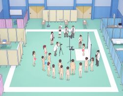 6+boys 6+girls censored completely_nude doctor embarrassed kiyo_(kyokyo1220) medical_examination multiple_boys multiple_girls nude original stage_lights taking_picture