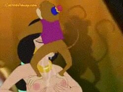 abu_(aladdin) aladdin animated animated_gif breast_grab cartoonvalley.com color disney disney_princess faceless_male fellatio female fur gif helg human interspecies irrumatio larger_female male monkey oral penis primate princess princess_jasmine royalty size_difference smaller_male straight zoophilia