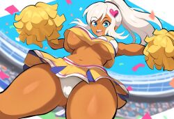 ai_generated bakugan cameltoe cheerleader cheerleader_uniform curvaceous female julie_makimoto large_breasts mullon novelai panties pom_poms public stadium stadium_background thick_thighs