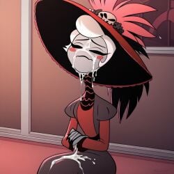 ai_generated cum_on_face dress female hazbin_hotel r.ai.ven rosie_(hazbin_hotel)