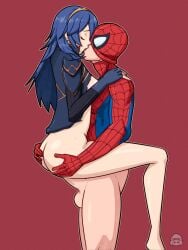 crossover eastern_and_western_character fire_emblem fire_emblem_awakening ikuer7 kissing lucina_(fire_emblem) marvel marvel_comics nintendo peter_parker source_request spider-man spider-man_(series)