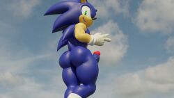 1boy anus ass ass_focus big_ass big_butt blue_body blue_fur butt_focus casual eulipotyphlan exposed_torso femboy footwear furry furry_only gloves green_eyes handwear hedgehog looking_at_viewer looking_back looking_back_at_viewer male penis rear_view solo solo_male sonic_(series) sonic_the_hedgehog sonic_the_hedgehog_(series) twintails3d