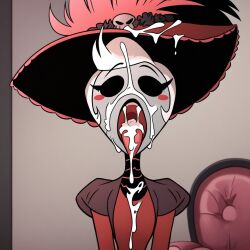 ai_generated cum_on_face dress female hazbin_hotel open_mouth r.ai.ven rosie_(hazbin_hotel)