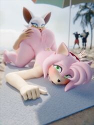 3d amy_rose amy_rose_(warfaremchine) anthro ass_up beach beach_towel eating_pussy face_down_ass_up furry furry_only paprikablend public public_sex rimming rouge_the_bat rouge_the_bat_(warfaremchine) sega sonic_(series) yuri