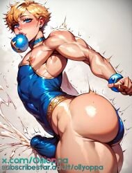 1boy 1femboy ai ai_generated balls big_ass big_balls big_butt big_thighs blonde_hair blue_eyes bulge choker clothed cum erection femboy hung_trap krekk0v_(ai_style) muscular muscular_arms muscular_male orb orb_mage(oc) penis precum solo solo_femboy solo_male thick_ass thick_thighs tight_clothing trap yaoi