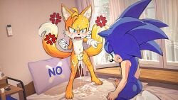 after_sex ai_generated anal anal_sex angry cub cum cum_drip cumdrip fox fox_boy foxboy furry gay gay_sex hedgehog hi_res male male/male miles_prower miles_tails_prower sega sonic_(series) sonic_the_hedgehog stardreamosx stardreamsos tails tails_the_fox