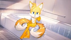 after_sex ai_generated bath bathroom cub cum fox fox_boy foxboy furry hi_res male miles_prower miles_tails_prower sega solo sonic_(series) stardreamosx stardreamsos tails tails_the_fox