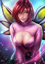 1girls axsens big_breasts boob_window breasts cleavage disney disney_channel female guardian happy human large_breasts light-skinned_female light_skin pink_clothing pink_topwear red_hair short_hair smile smiling solo w.i.t.c.h. will_vandom wings