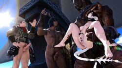 au_ra aura exposed ffxiv final_fantasy_xiv foursome interspecies pink_eyes ship_deck strelizia